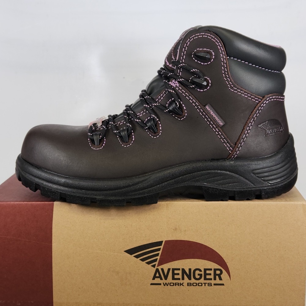 Avenger Work Boots Women Size 7 Brown Framer CT Waterproof Composite Toe Safety